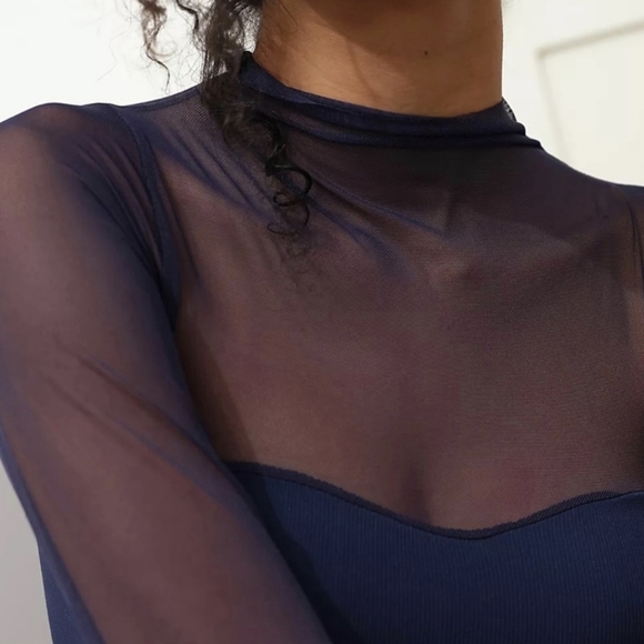 Intimately FREE PEOPLE Light Up Mesh Top Cocktail Travel Layer L - Picture 8 of 9